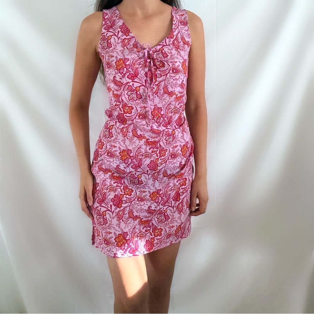 Vintage Y2K pink paisley mini dress no boundaries large 12